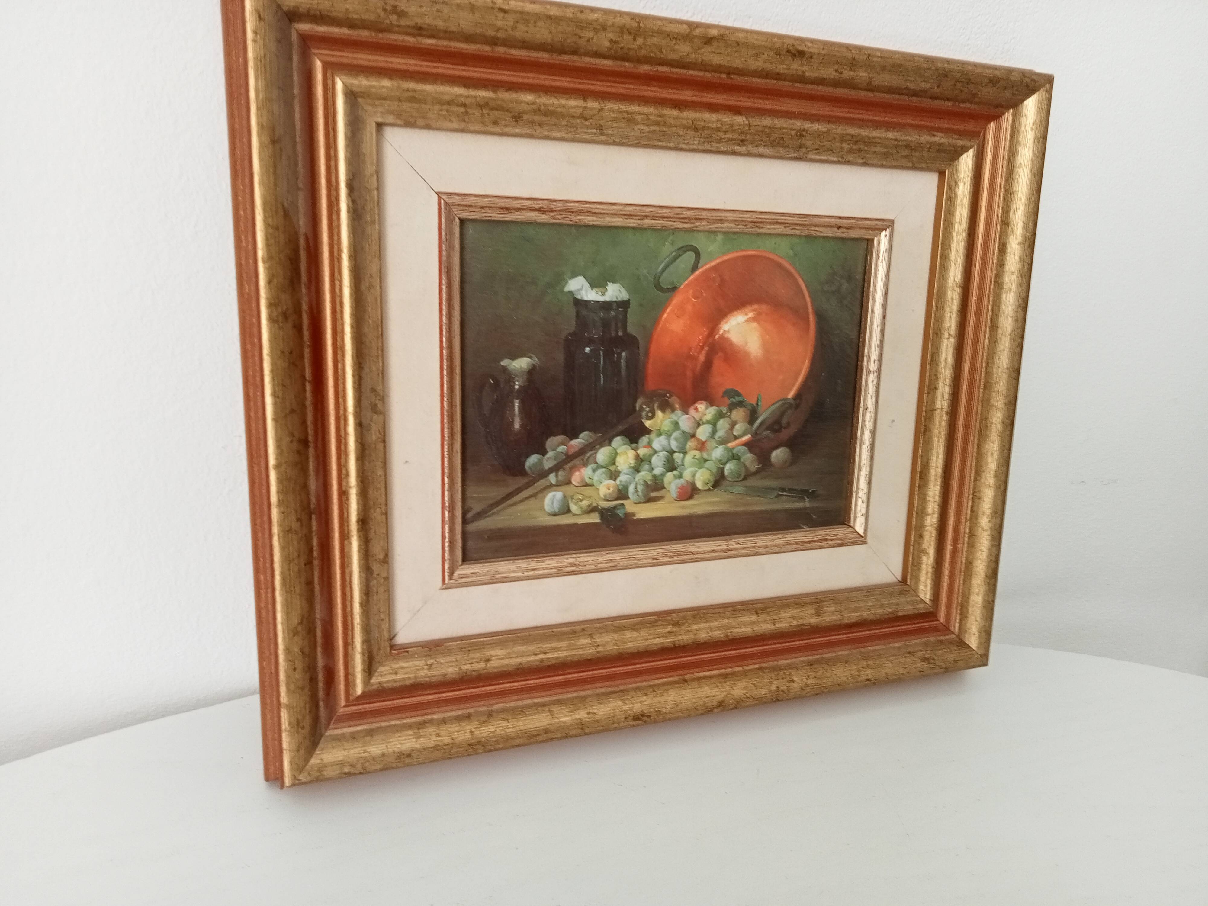 Oil painting on cardboard small format still life