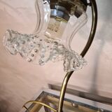bronze art nouveau lamp with its pretty translucent tulip 37x 24 good condition