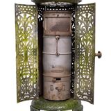 19th Century French Green Enameled Cast Iron Heater Stove