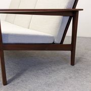 Scandinavian style three-seater sofa in teak, France circa 1950.