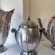 Tea and coffee service in silver-plated metal and wood from the 1930s Art Deco - Wine