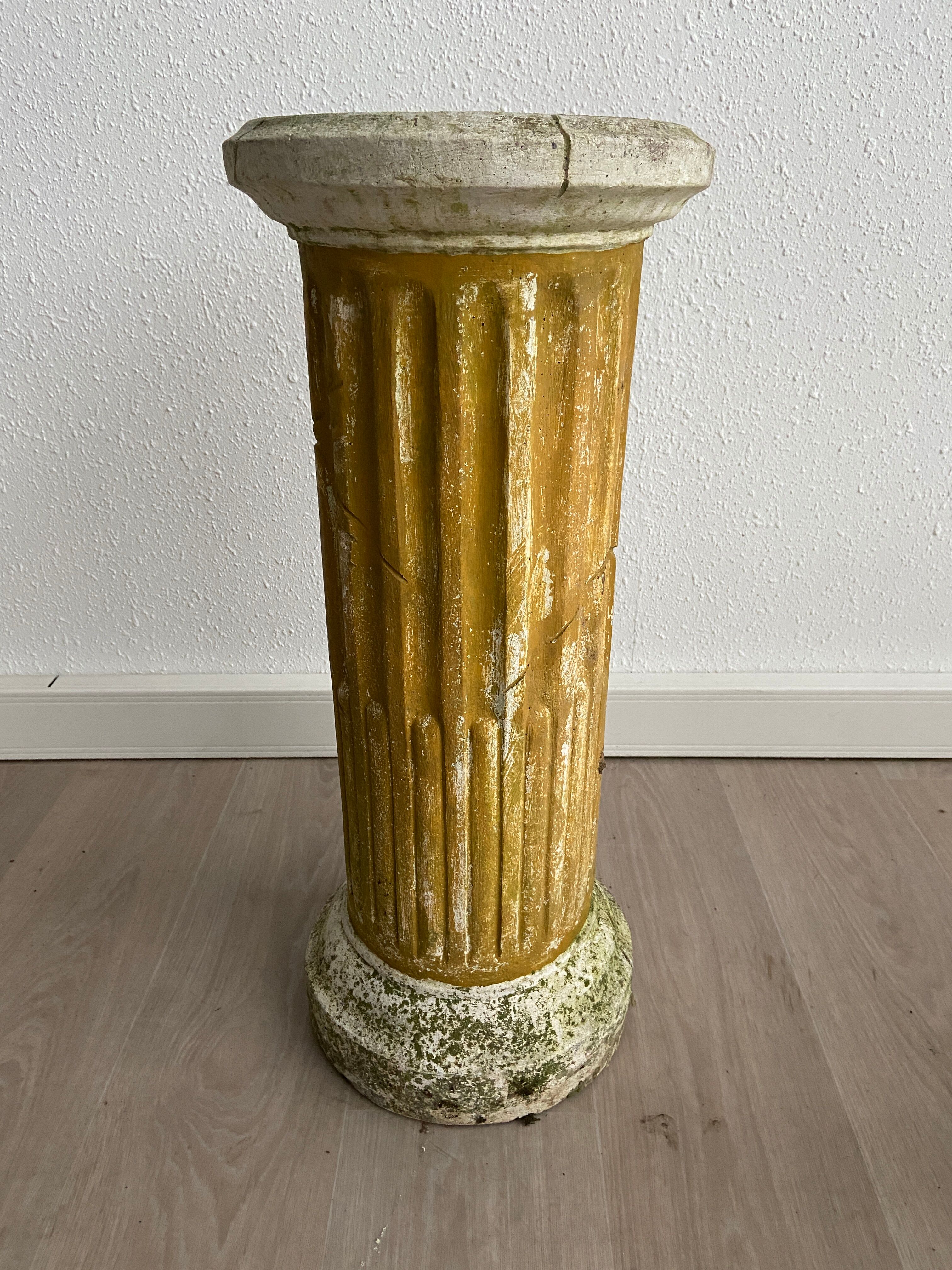 Antique Classical style column Reconstituted stone pillar Greek Roman style pedestal 1980s