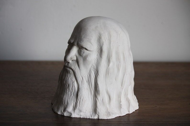 Plaster head depicting Leonardo da Vinci