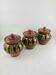 Trio of glazed ceramic pots USSR, peacock feather decoration, 1970