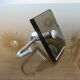 Chrome metal hook and smoked glass 70s