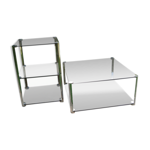 Table basse et son etagere vintage