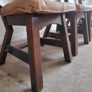 Set of 4 brutalist wooden chairs