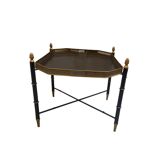 Coffee table on foot with removable sheet metal top