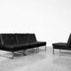 Canapé modulaire vintage allemand moderne minimaliste en cuir et chrome du milieu du siècle