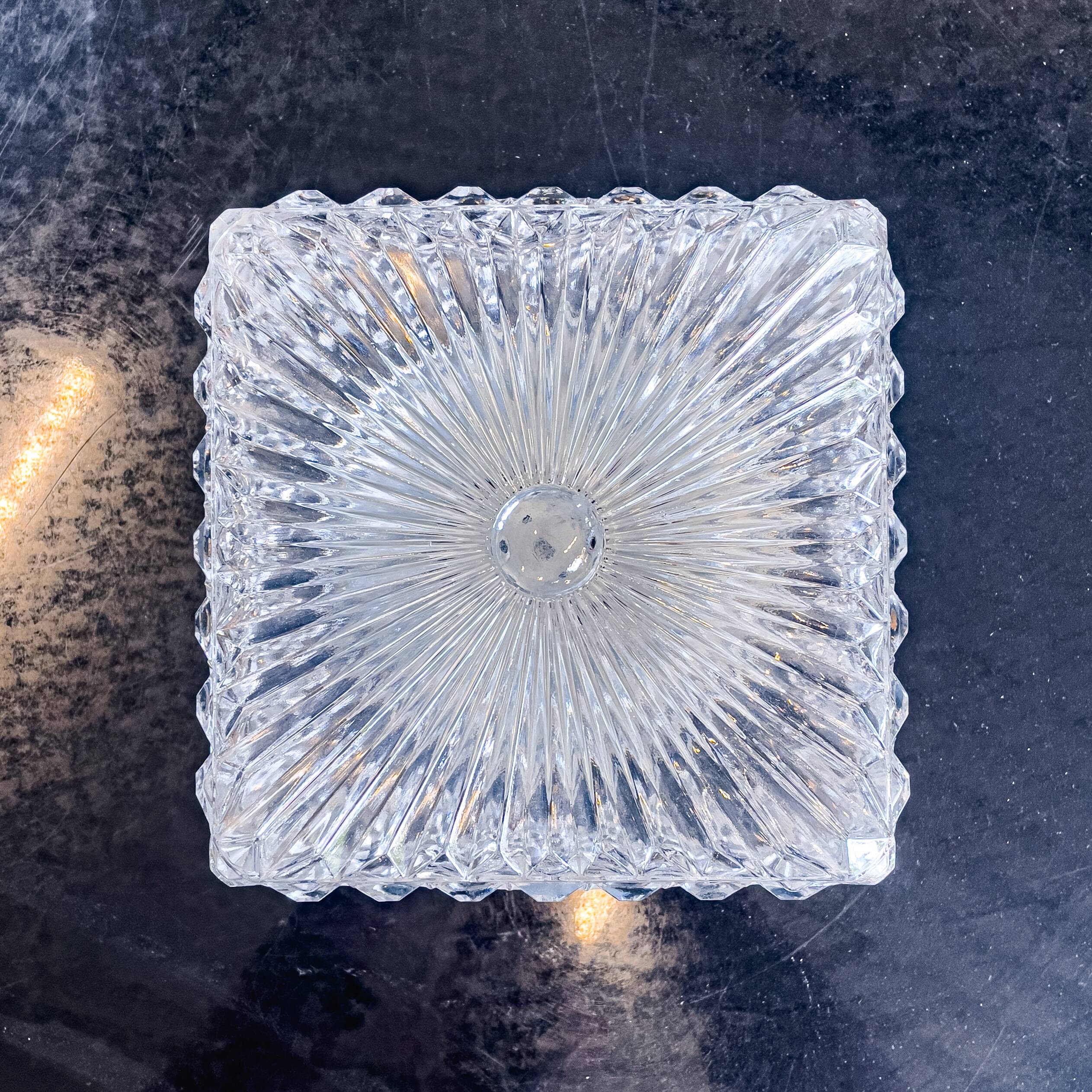 Vintage square ceiling light or wall lamp molded glass art deco style