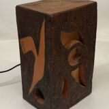 Brutalist ceramic lamp with stylized bird decor