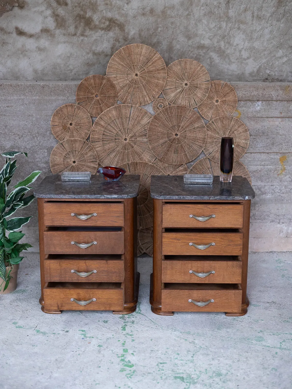 Vintage bedside table in Empire / Art Deco style
