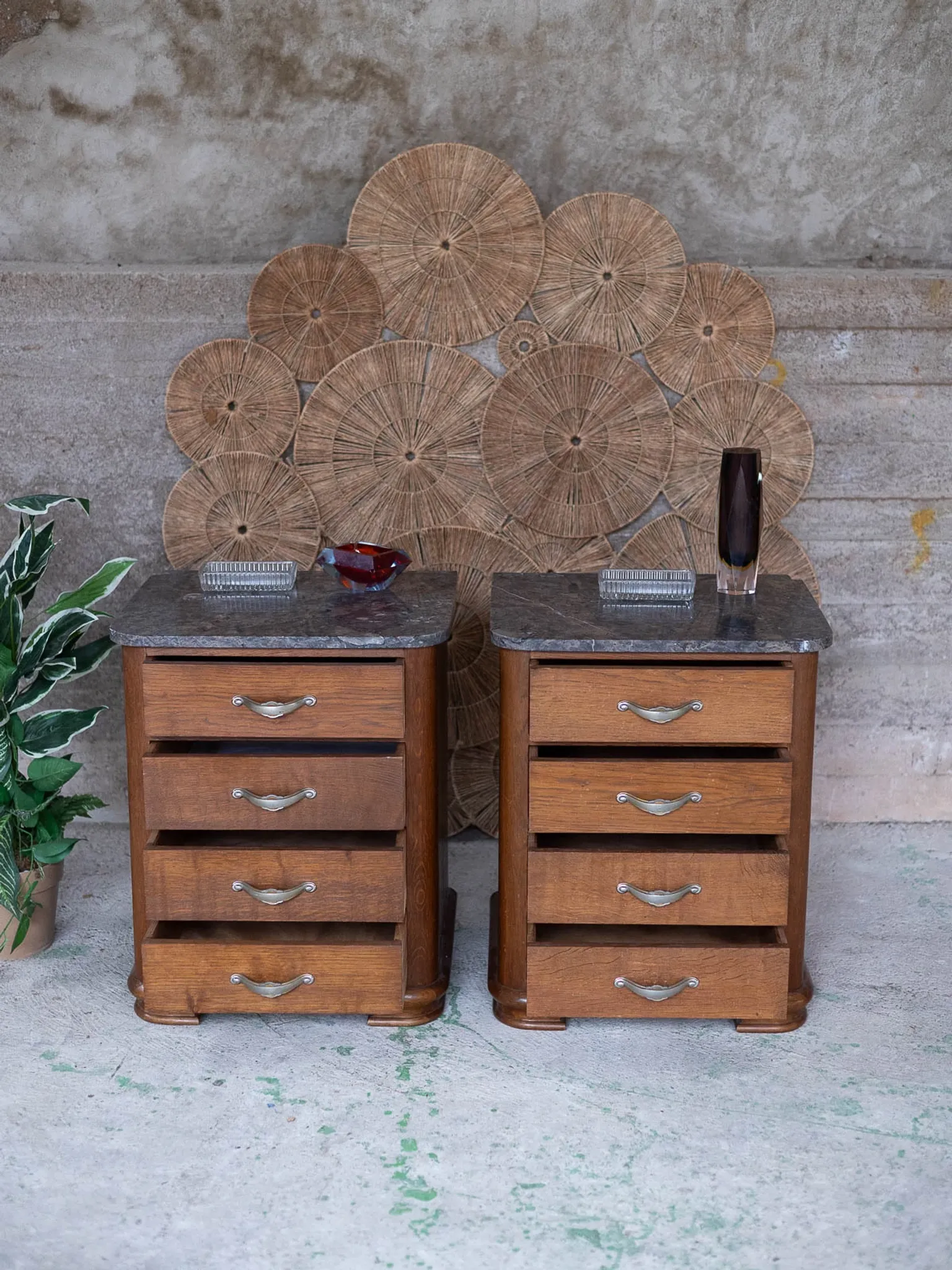 Vintage bedside table in Empire / Art Deco style