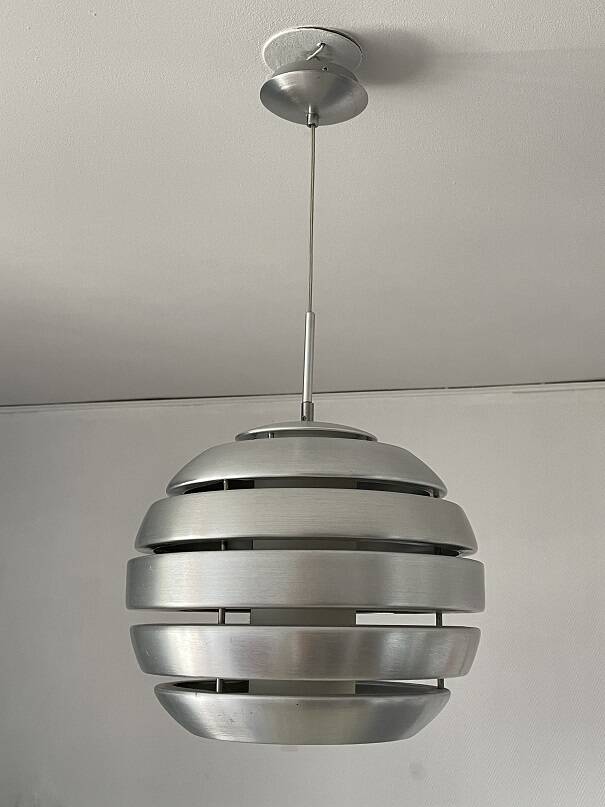 Brushed aluminum ball pendant light