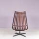 Lounge chair Rosewood with black metal cross base Hans Brattrud 1960s