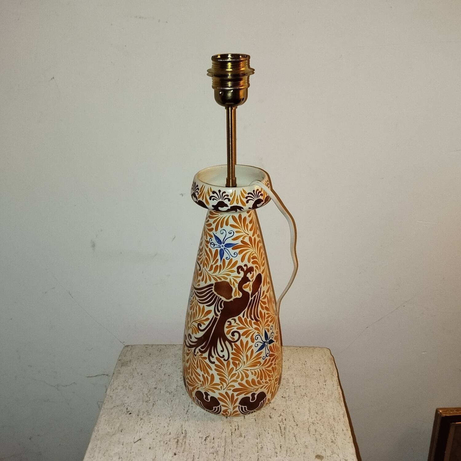 Art Deco Phoenix Bat Ceramic Lamp Base