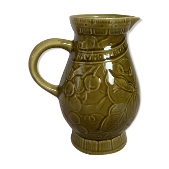 Sarreguemines khaki green pitcher