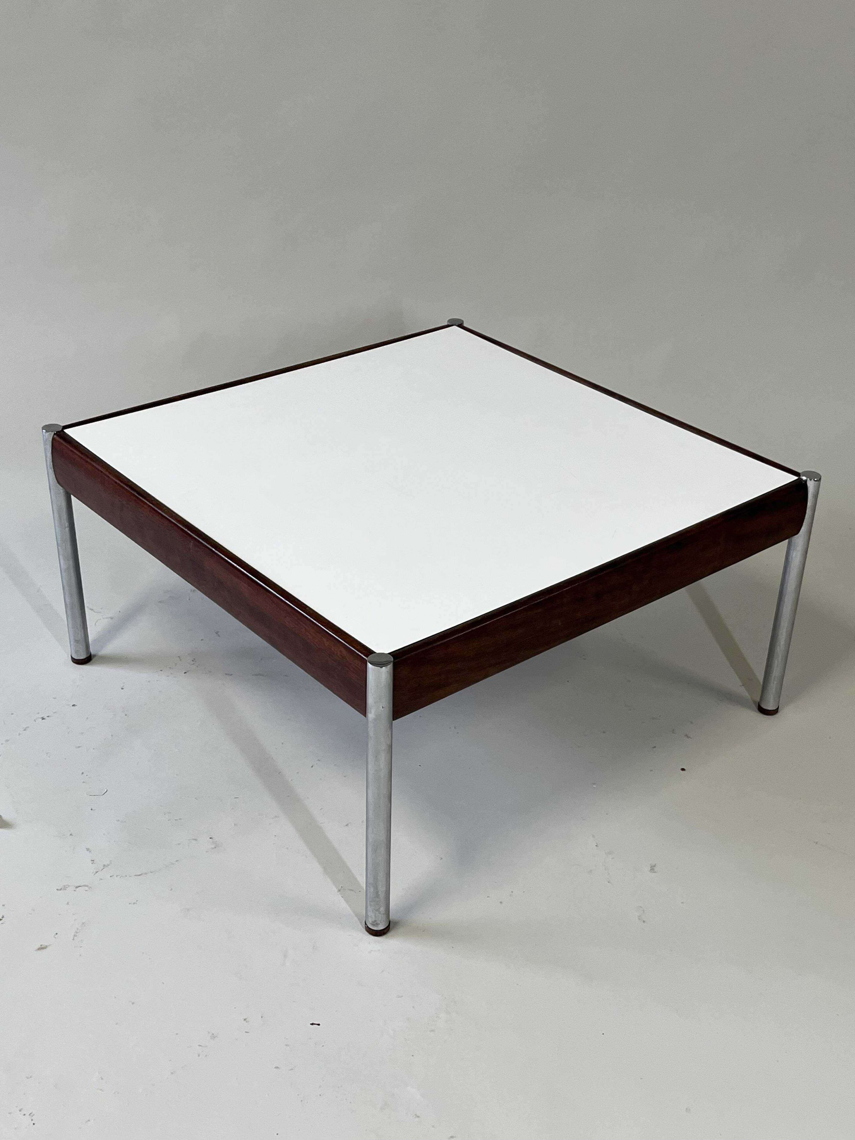 Scandinavian Coffee Table in Teak, Chrome and White Laminate, 1960s