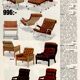 Paire de fauteuils 'bore' en cuir Noboru Nakamura avec pouf, années 1970