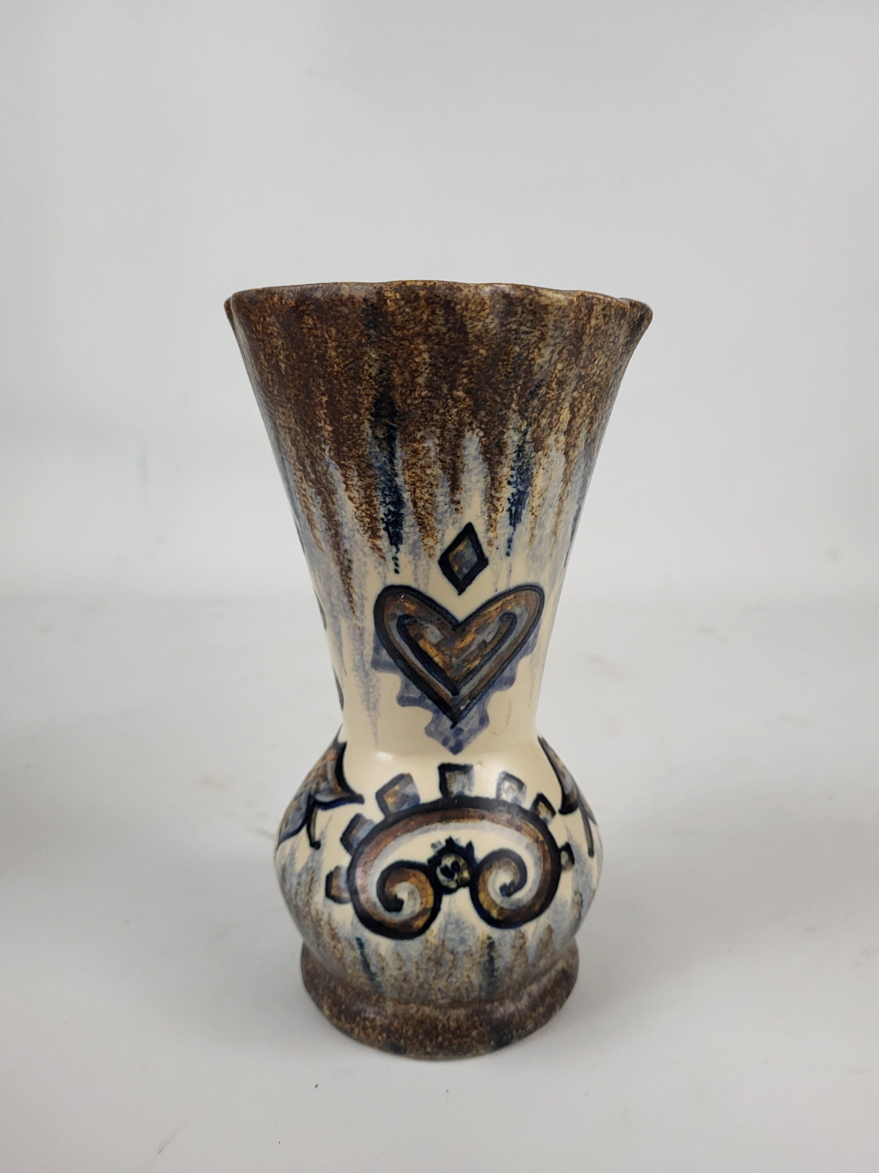 Quimper earthenware vase signed Paul Fouillen