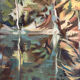 Reflections of trees on the water, oil on canvas signed