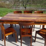 Solid wood and wrought iron table