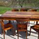 Solid wood and wrought iron table
