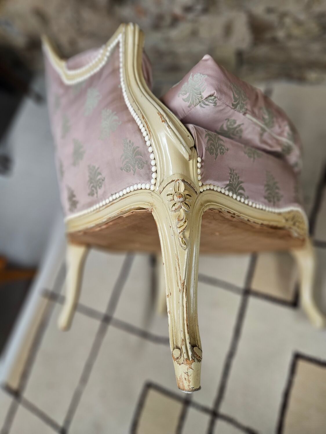 Pair of 1960s silk bergère armchairs