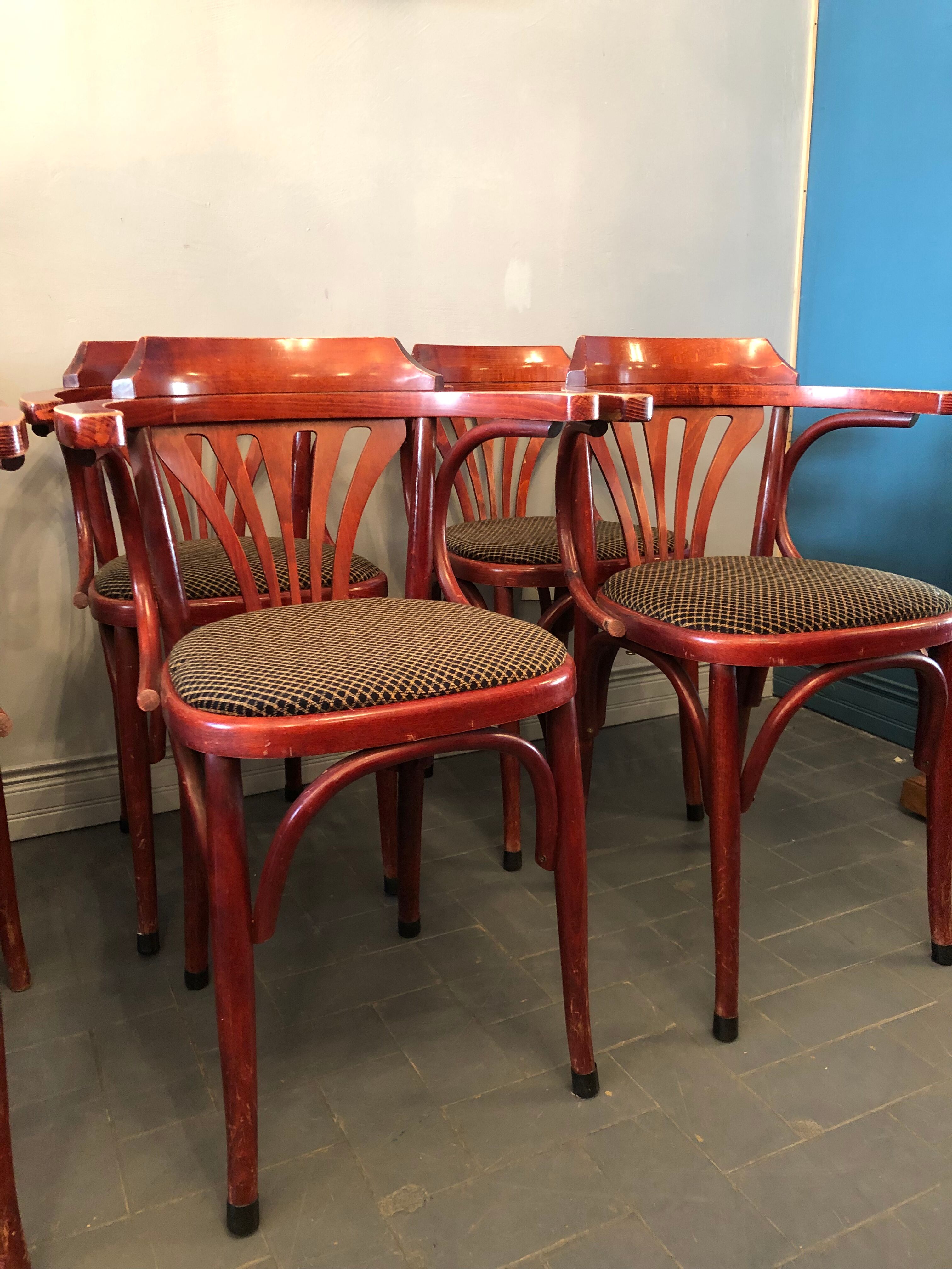 8 antique bistro armchairs