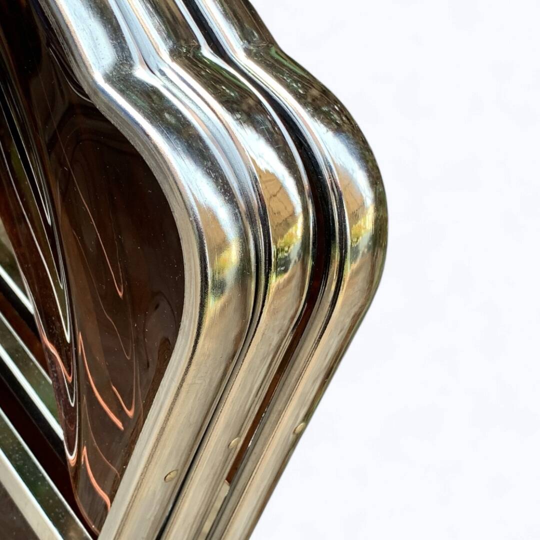 6 chaises pliantes en Plexiglas fumé et métal chrome Chaisor 1970