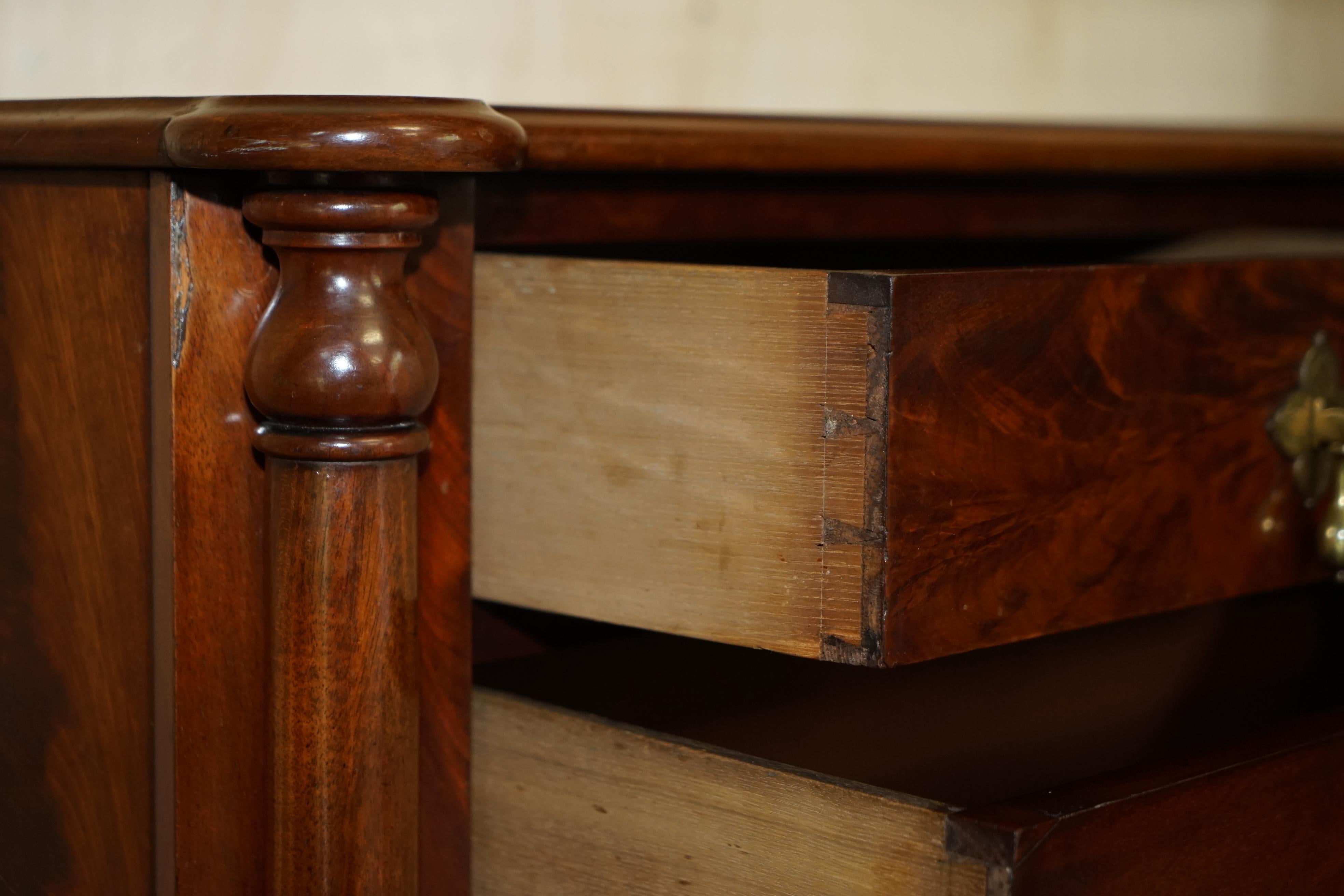 Victorian Flame Wood Commode with Porcelain Casters