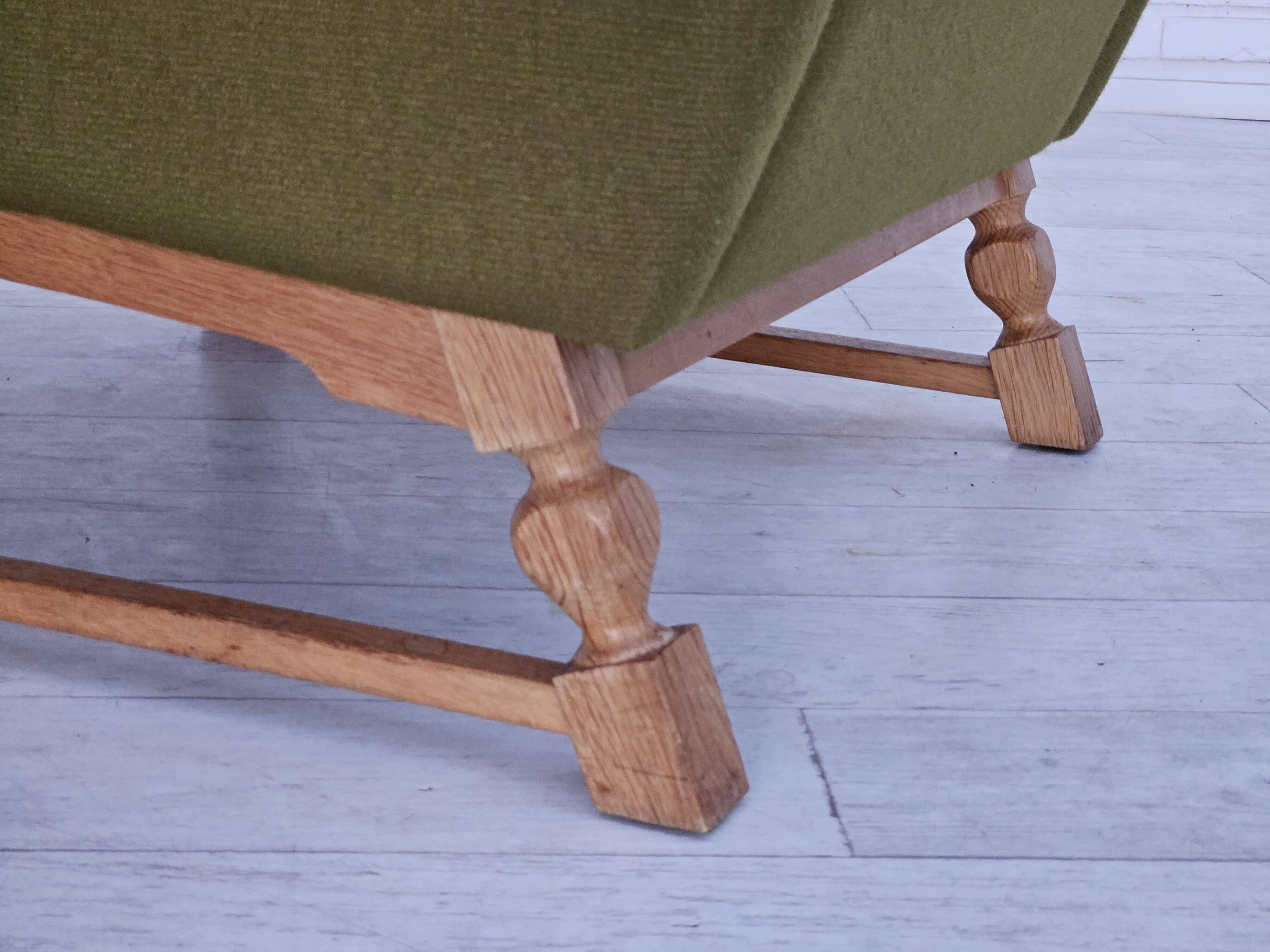 1970s, Danish lounge chair, wool, oak