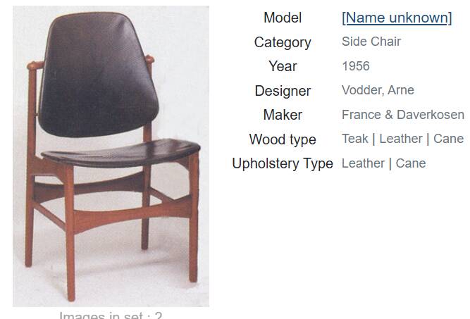 1960s, Danish design by Arne Vodder, set of 3 chairs, teak wood, furniture