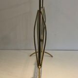 Folding magazine holders in brass and wood, around 1960