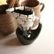 Ceramic pitcher fat lava midnight blue and white signed