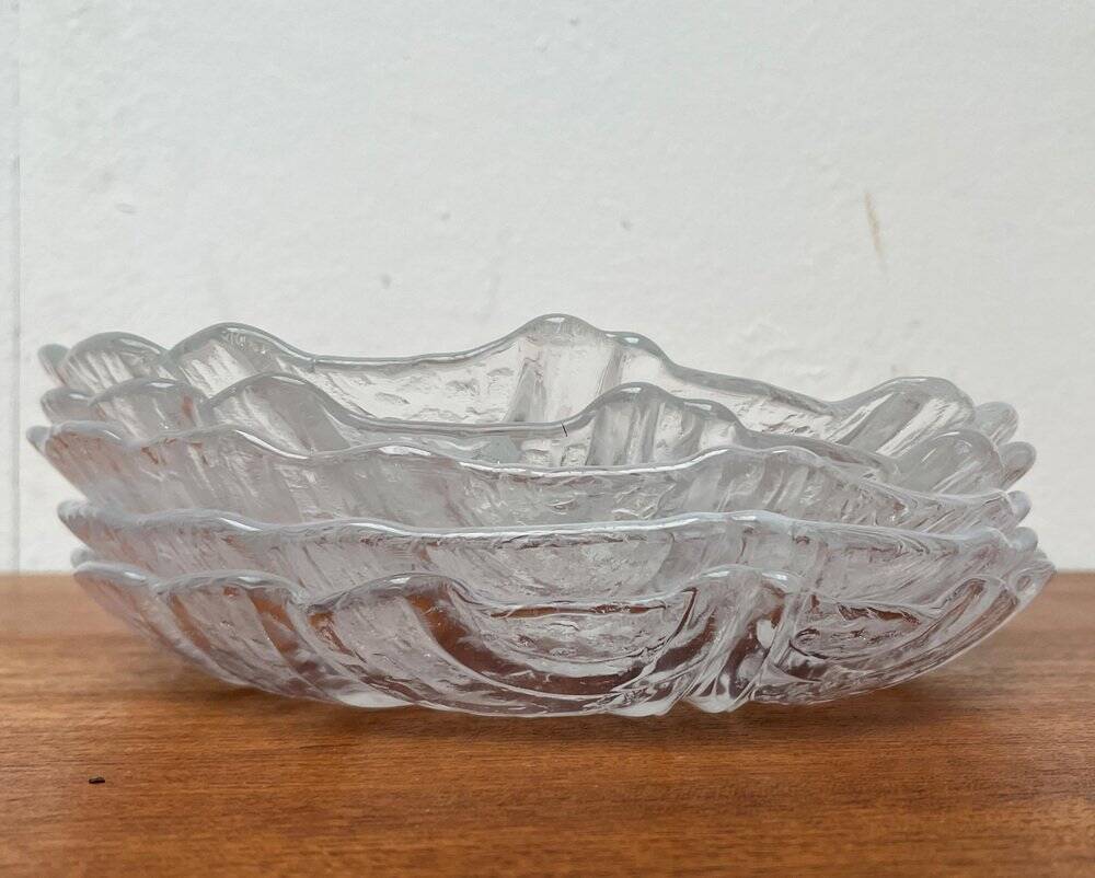Vintage Swedish glass plates Eden by Lars Hellsten for Orrefors, 1970s, set of 13.