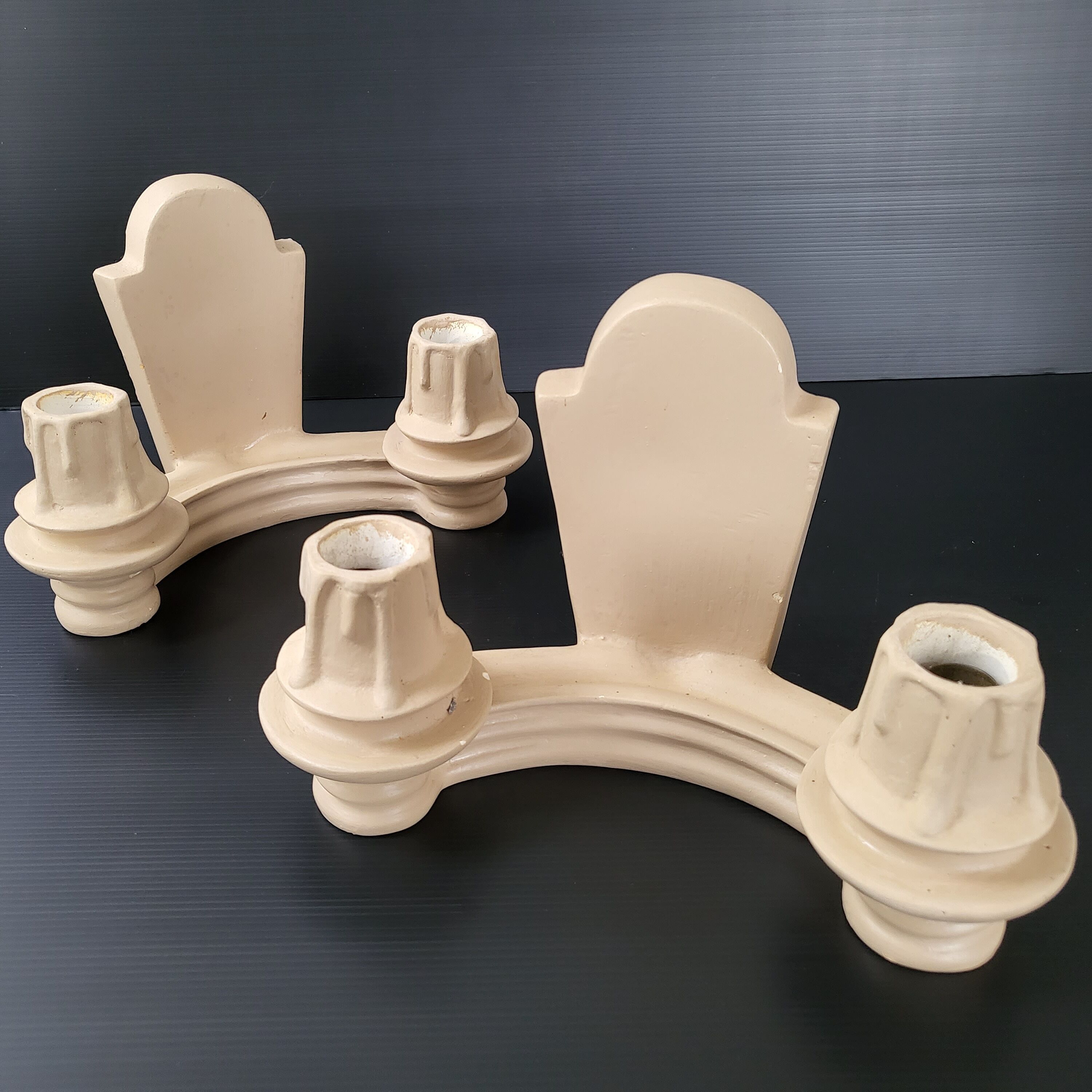 Paire d'appliques en plâtre 1940 vintage