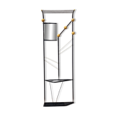Postmodern entrance wardrobe from the 1980s in black metal and Bakelite, 180 cm.