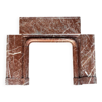 Louis XIV style fireplace in red Campan marble circa 1880.