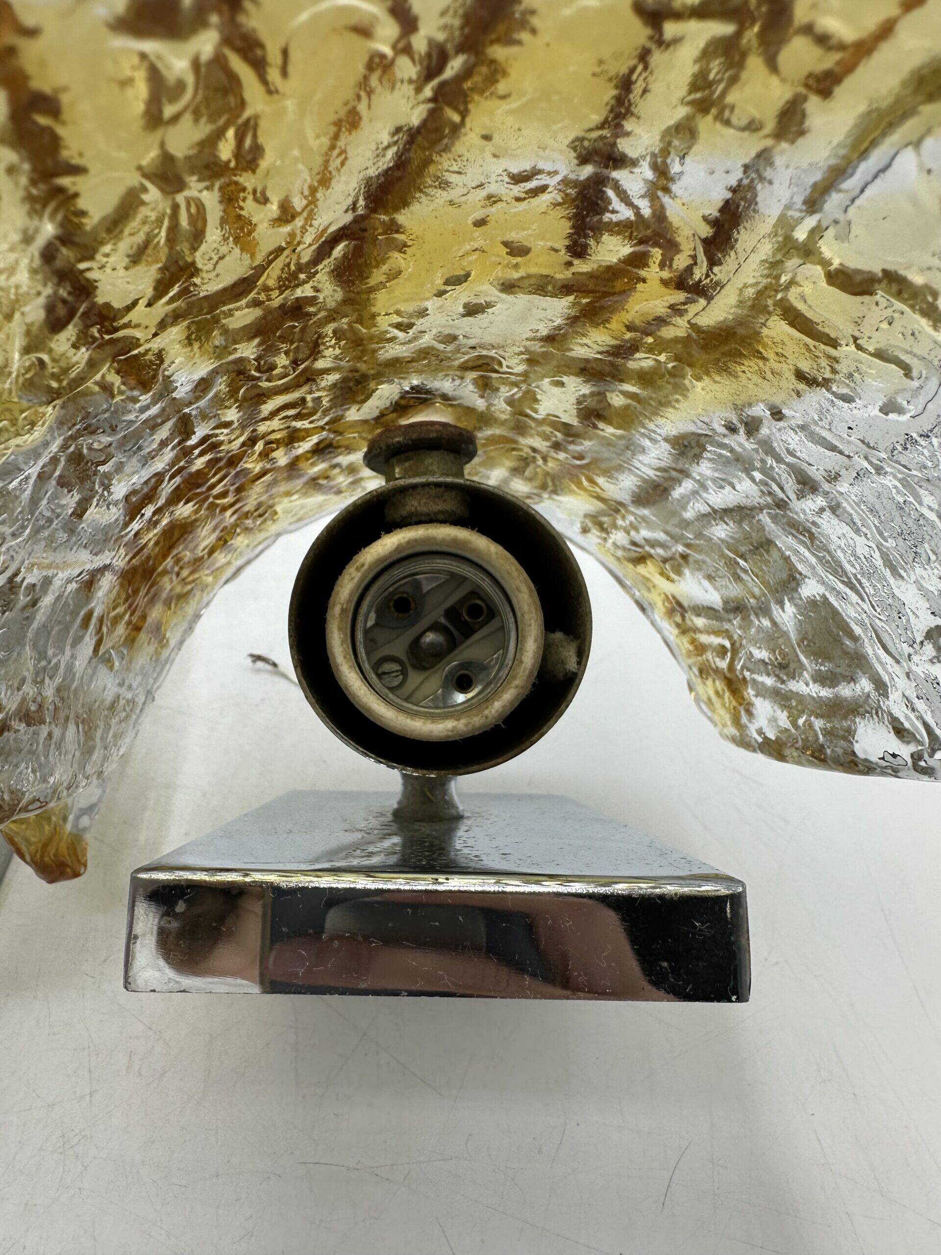 Duo of two-tone Murano Mazzega wall lights 1970