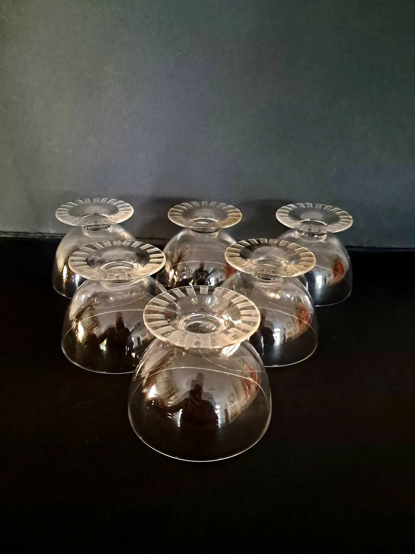 6 champagne coupes Briançon signed Daum