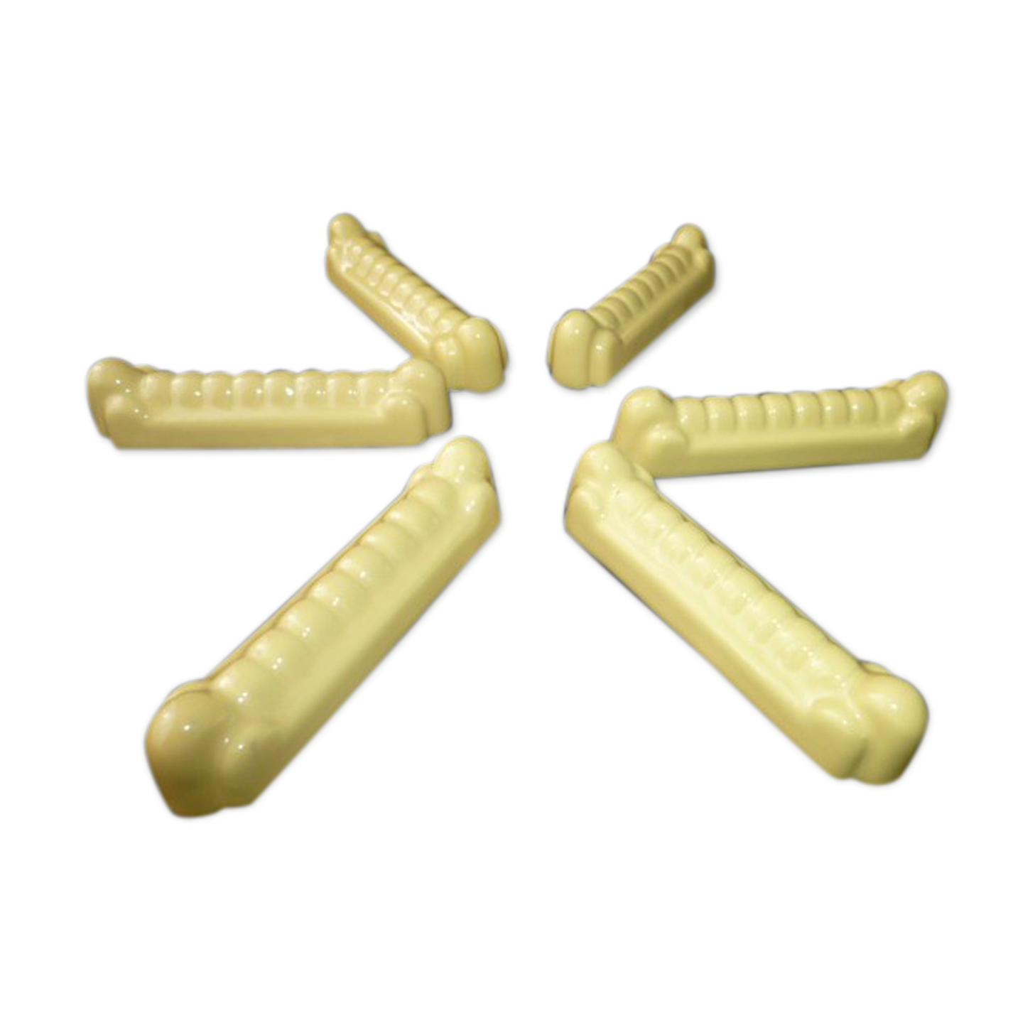 Box of 6 vintage knife holders in yellow ceramic
