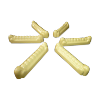 Box of 6 vintage knife holders in yellow ceramic