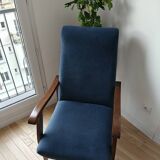 Fauteuil scandinave bleu abysses