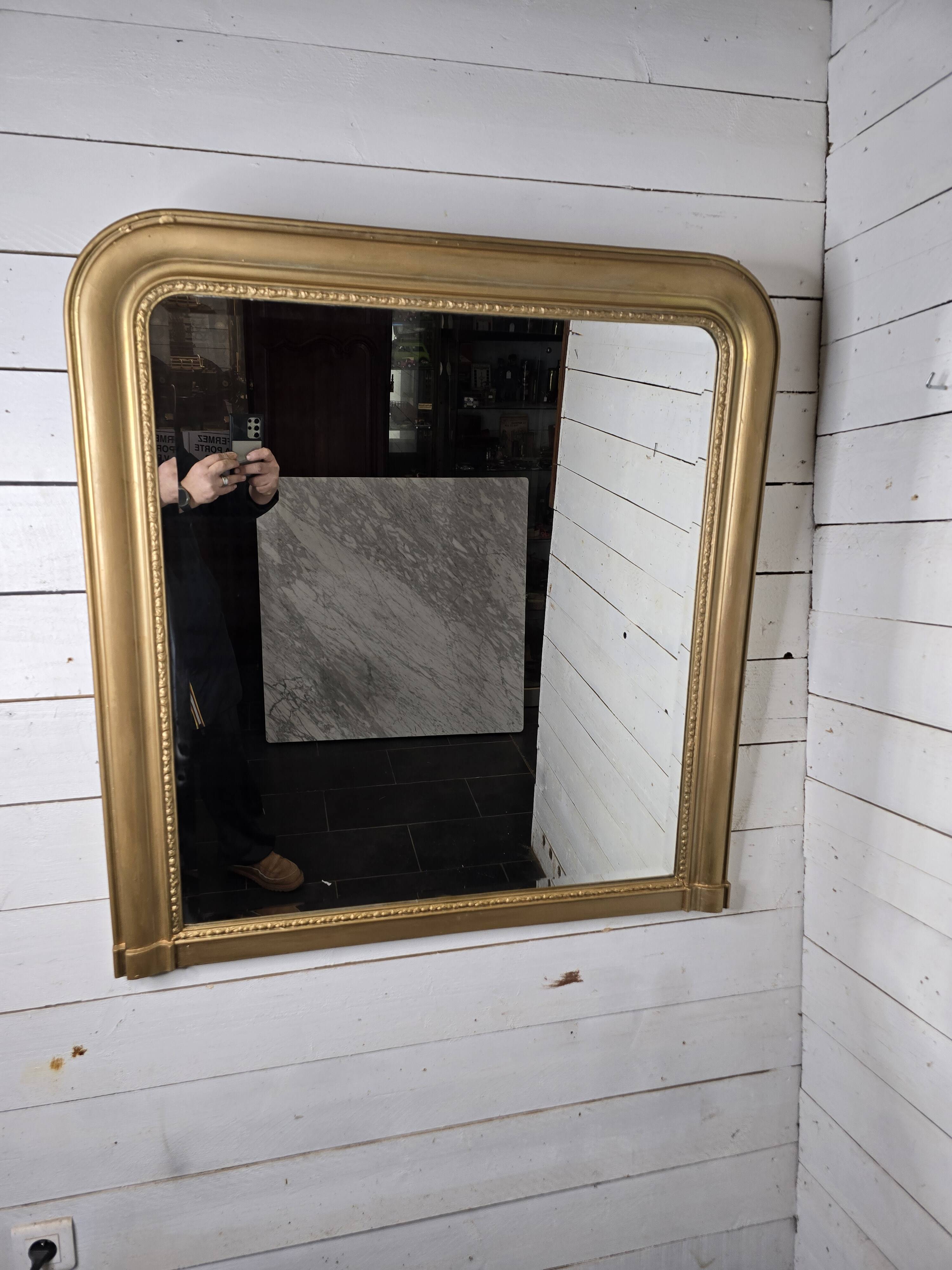 Old Louis Philippe style gilded mirror beveled mirror