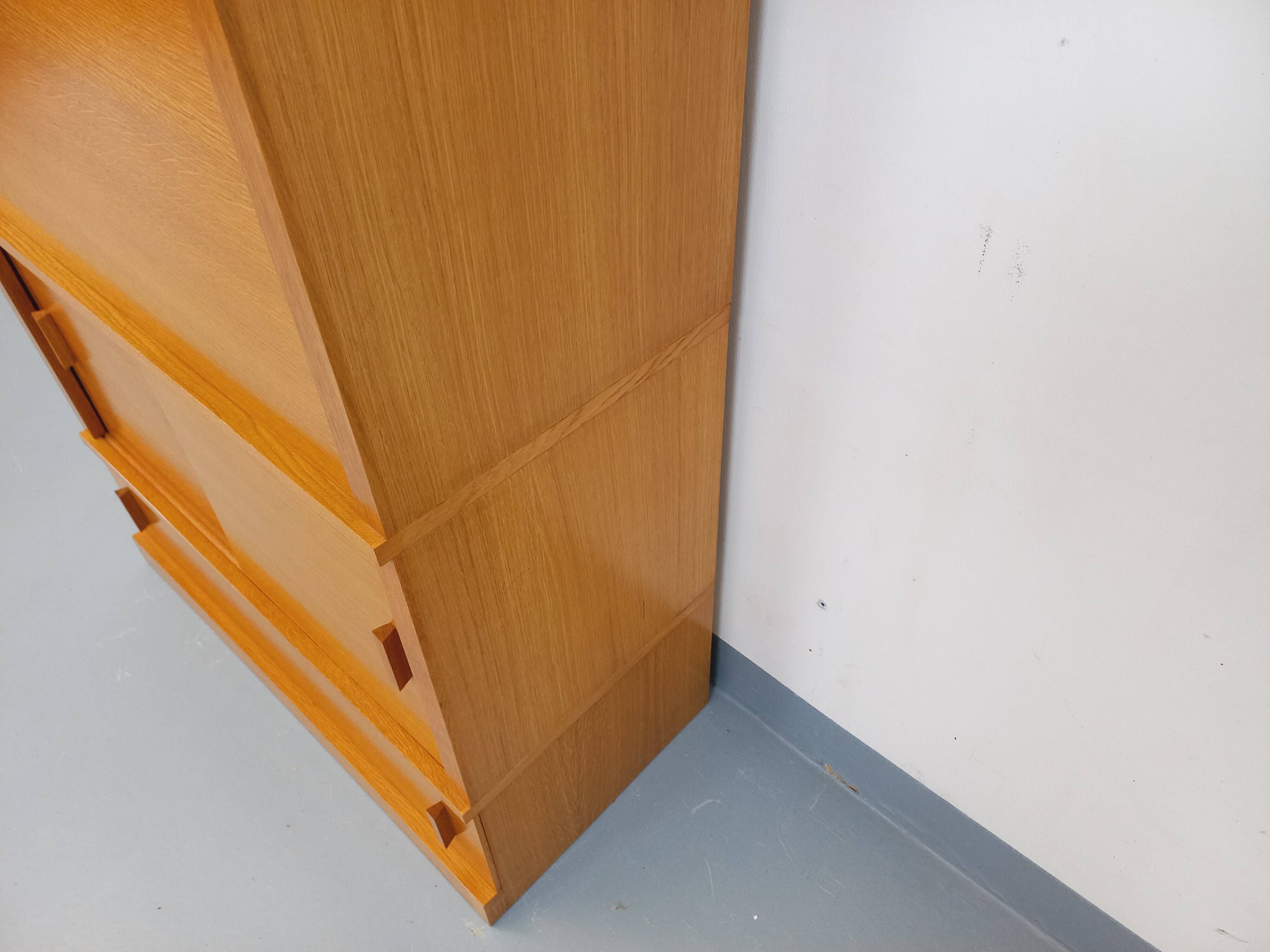 Vintage oak wood secretary bookcase storage furniture