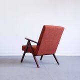 Mid Century Easy Chair Model B 310 Var in Rusty Brown Boucle