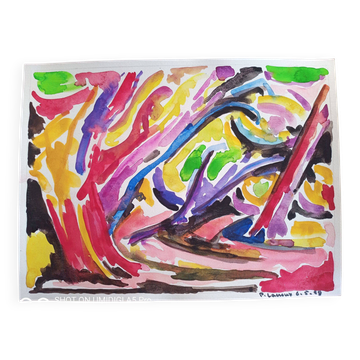 Pierre Lacroux (1909-1993) Gouache on paper 24 x 32 cm - from 1989 - (318)