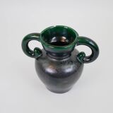 Black and green ceramic vase