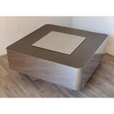 Vintage coffee bar table in steel and wood circa 1970